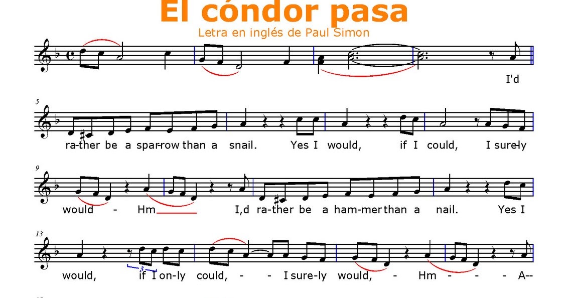 Mancha barrer Hacer deporte el condor pasa flauta dulce partitura